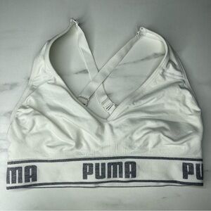 Puma White Crossback Racerback Sports Bra